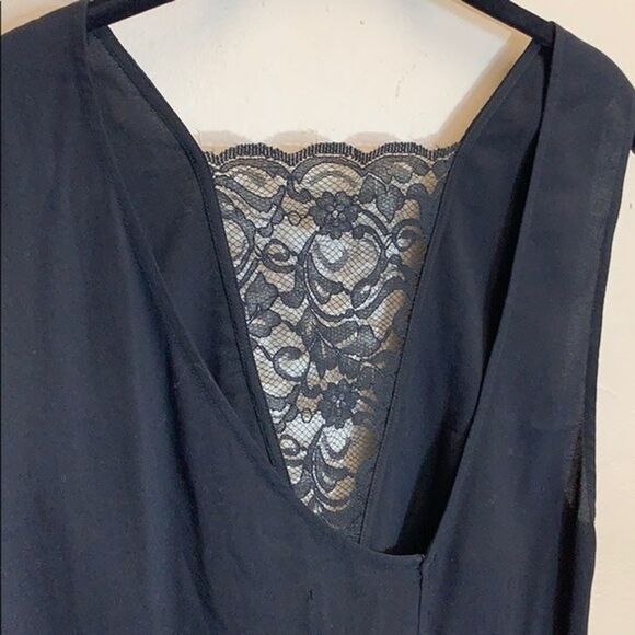 Reformation Black Lace Inset Panel Deep V Sleeveless Mini Dress Size XS - Picture 8 of 10